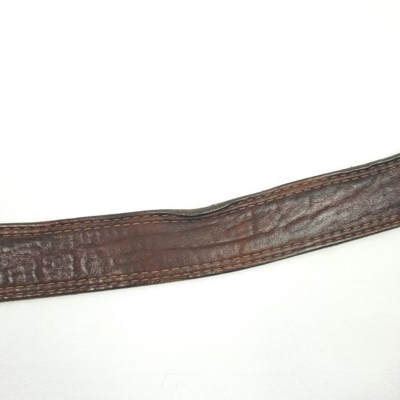 Antique Farmall tractor plaque buckle brass Salvatori corsica cowhide full grain - Picture 15 of 16